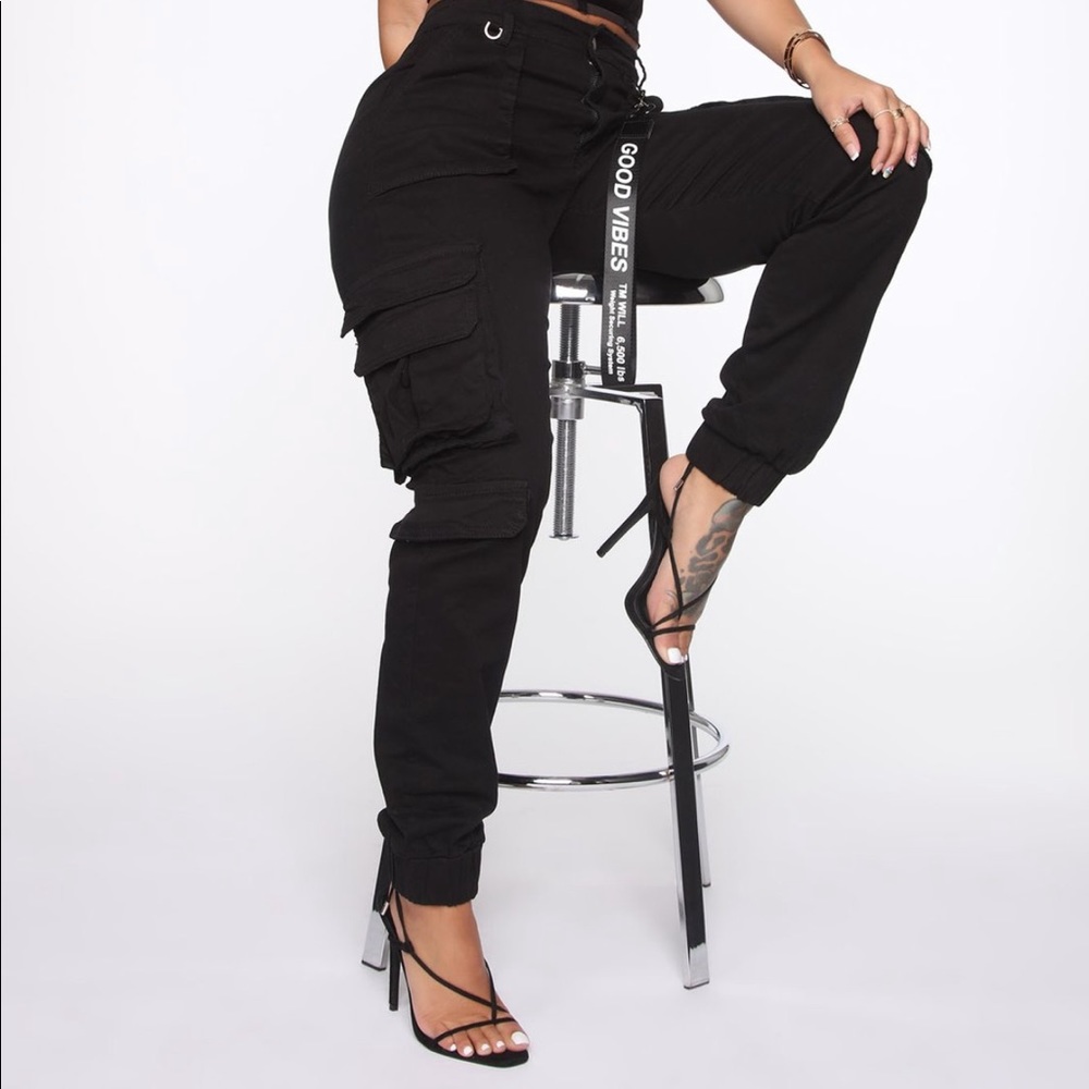 Black Cargo Joggers